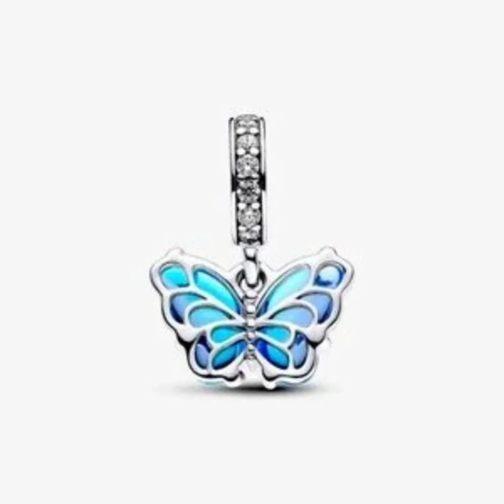 Pandora Blue Murano Glass Butterfly Dangle Charm